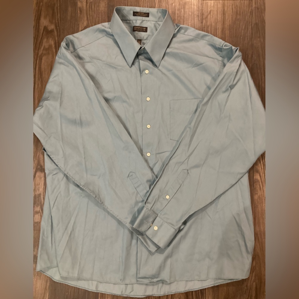 🌟 2/$22 🌟 NWOT Arrow Sateen Wrinkle Free Dress Shirt 18.5/36-37‎